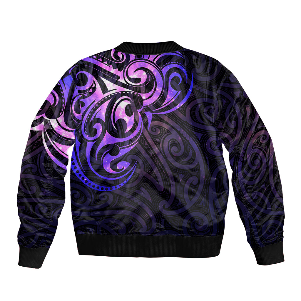 New Zealand Sleeve Zip Bomber Jacket Maori Matariki Galaxy Sky Purple LT6 - Polynesian Pride