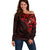 New Zealand Off Shoulder Sweater Maori Matariki Galaxy Sky Red LT6 Women Red - Polynesian Pride