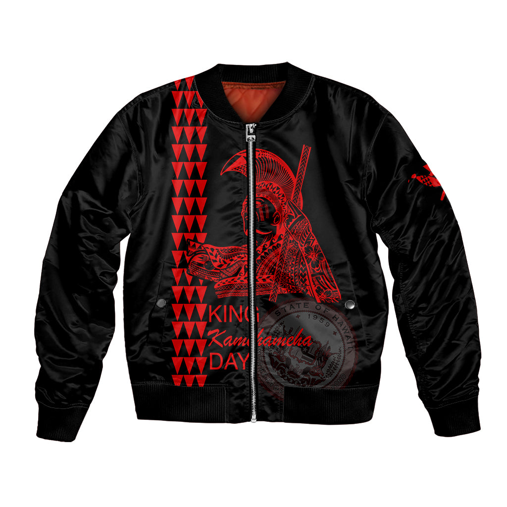 Custom Hawaii Bomber Jacket King Kamehameha Day - Red LT6 Unisex Red - Polynesian Pride