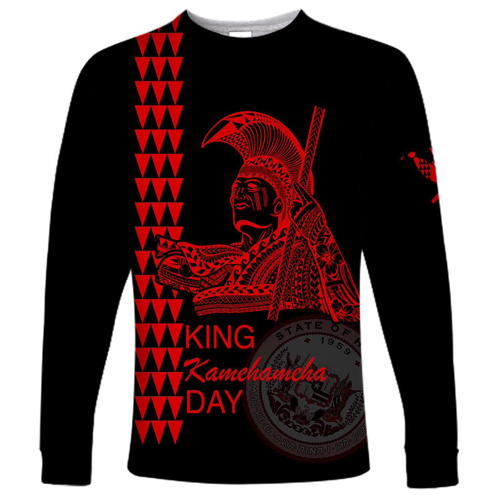 Custom Hawaii Long Sleeve Shirt King Kamehameha Day - Red LT6 Unisex Red - Polynesian Pride