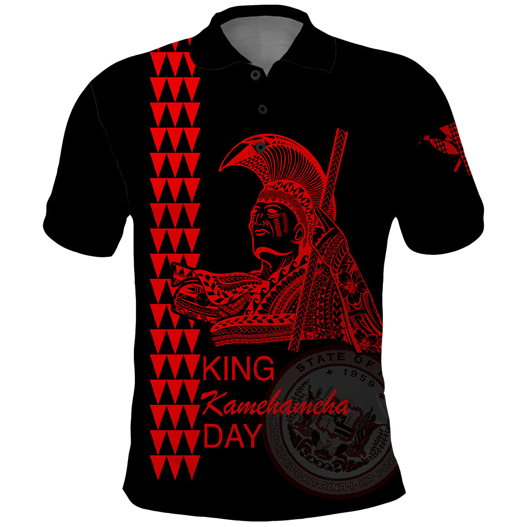 Custom Hawaii Polo Shirt King Kamehameha Day Red LT6 Red - Polynesian Pride