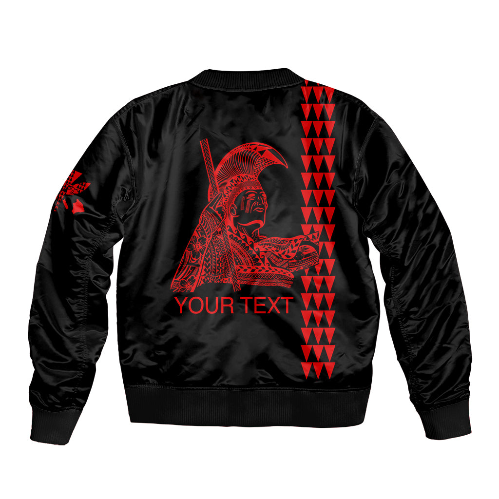 Custom Hawaii Sleeve Zip Bomber Jacket King Kamehameha Day - Red LT6 - Polynesian Pride