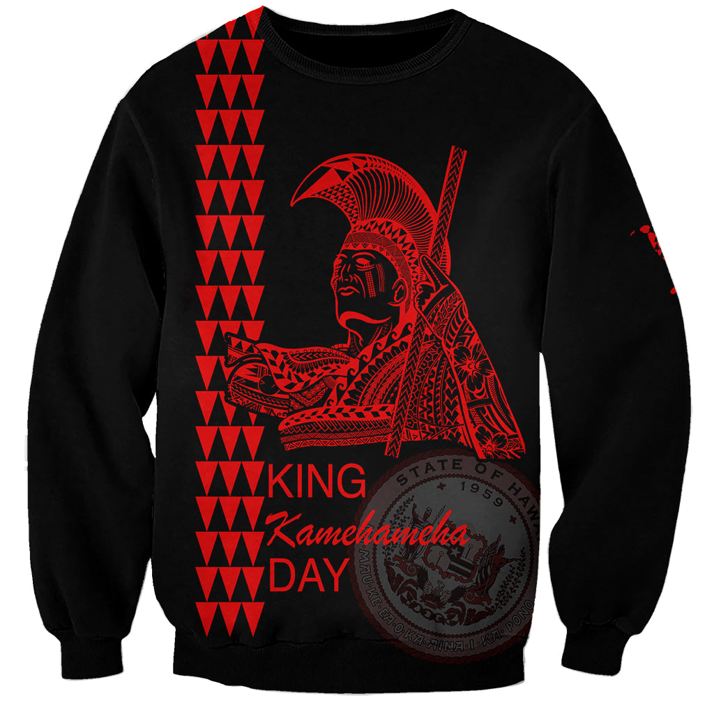 Custom Hawaii Sweatshirt King Kamehameha Day - Red LT6 Unisex Red - Polynesian Pride