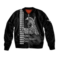 Custom Hawaii Bomber Jacket King Kamehameha Day - White LT6 Unisex White - Polynesian Pride