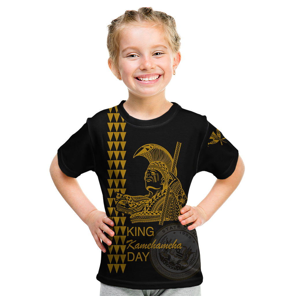 Custom Hawaii Kid T Shirt King Kamehameha Day - Gold LT6 Gold - Polynesian Pride