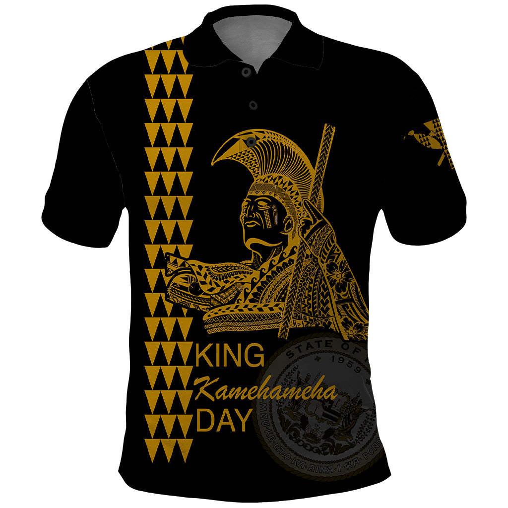 Custom Hawaii Polo Shirt King Kamehameha Day Gold LT6 Gold - Polynesian Pride