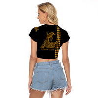 Custom Hawaii Raglan Cropped T Shirt King Kamehameha Day - Gold LT6 - Polynesian Pride