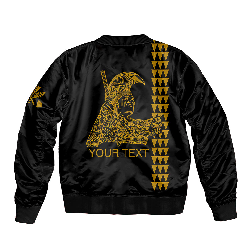 Custom Hawaii Sleeve Zip Bomber Jacket King Kamehameha Day - Gold LT6 - Polynesian Pride