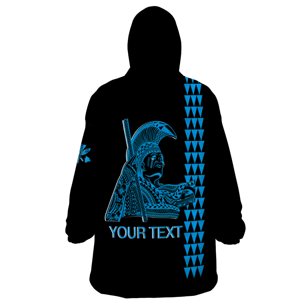 Custom Hawaii Wearable Blanket Hoodie King Kamehameha Day - Blue LT6 - Polynesian Pride