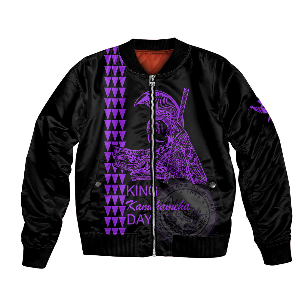 Custom Hawaii Bomber Jacket King Kamehameha Day - Purple LT6 Unisex Purple - Polynesian Pride