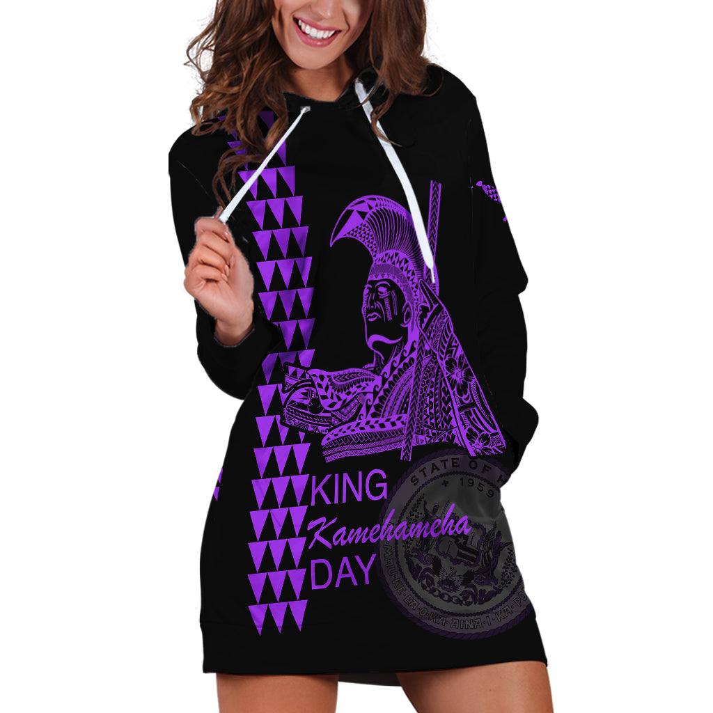 Custom Hawaii Hoodie Dress King Kamehameha Day - Purple LT6 Purple - Polynesian Pride