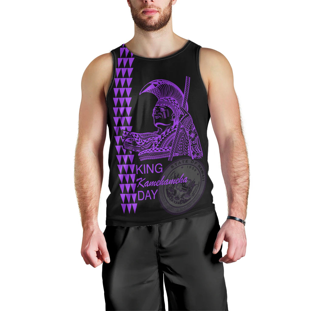 Custom Hawaii Men Tank Top King Kamehameha Day - Purple LT6 - Polynesian Pride