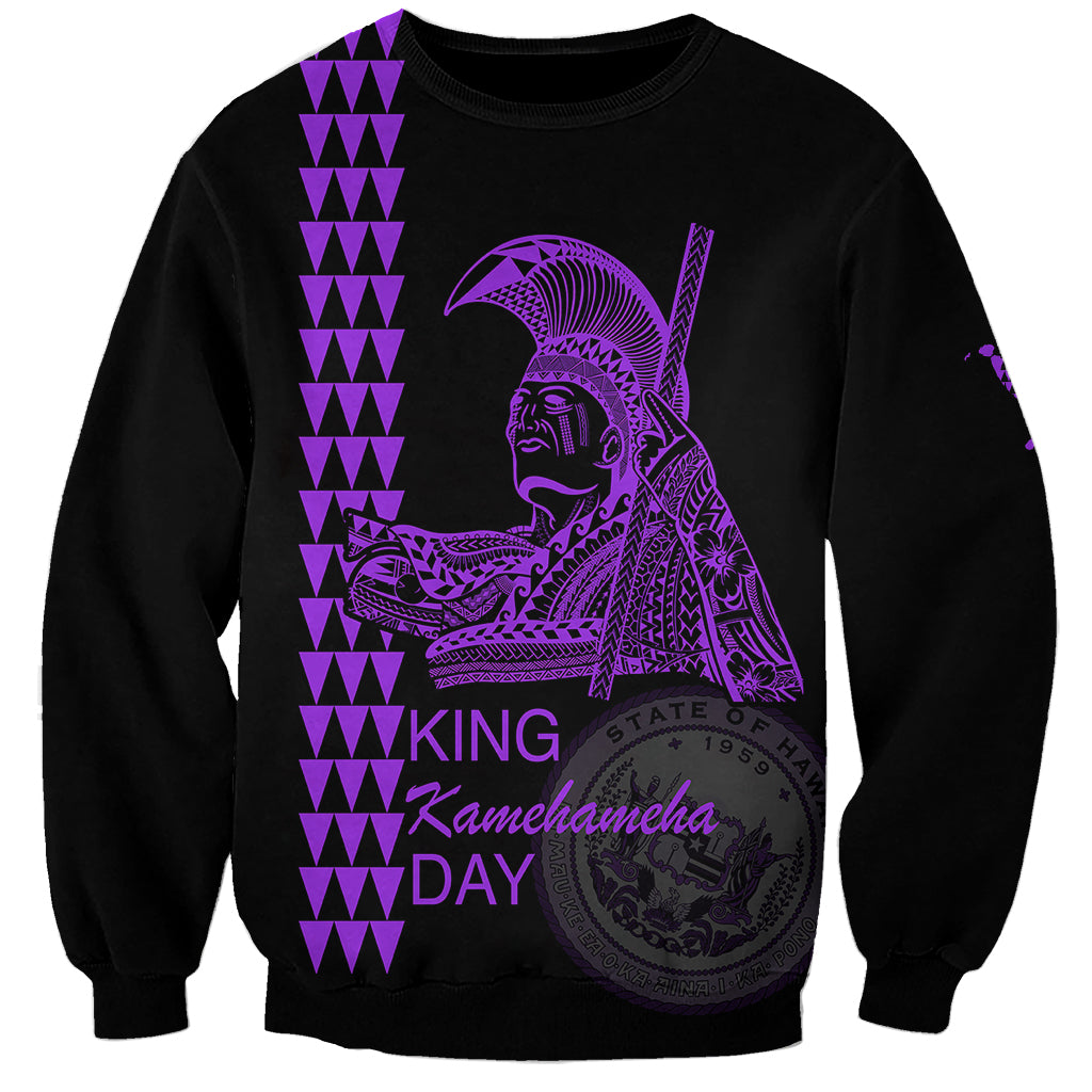 Custom Hawaii Sweatshirt King Kamehameha Day - Purple LT6 Unisex Purple - Polynesian Pride