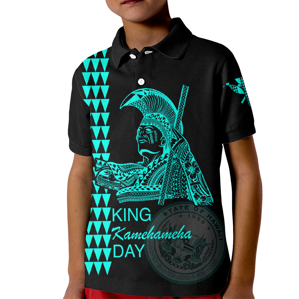 Custom Hawaii Kid Polo Shirt King Kamehameha Day - Green LT6 Kid Green - Polynesian Pride