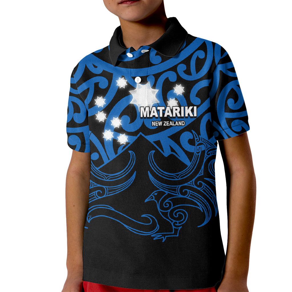 Matariki New Zealand Kid Polo Shirt Maori New Year Blue LT6 Kid Blue - Polynesian Pride