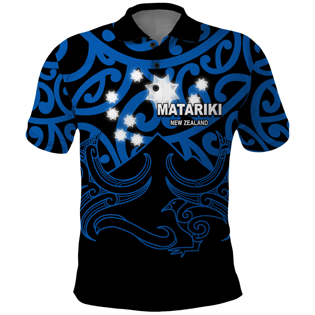 Matariki New Zealand Polo Shirt Maori New Year Blue LT6 Blue - Polynesian Pride