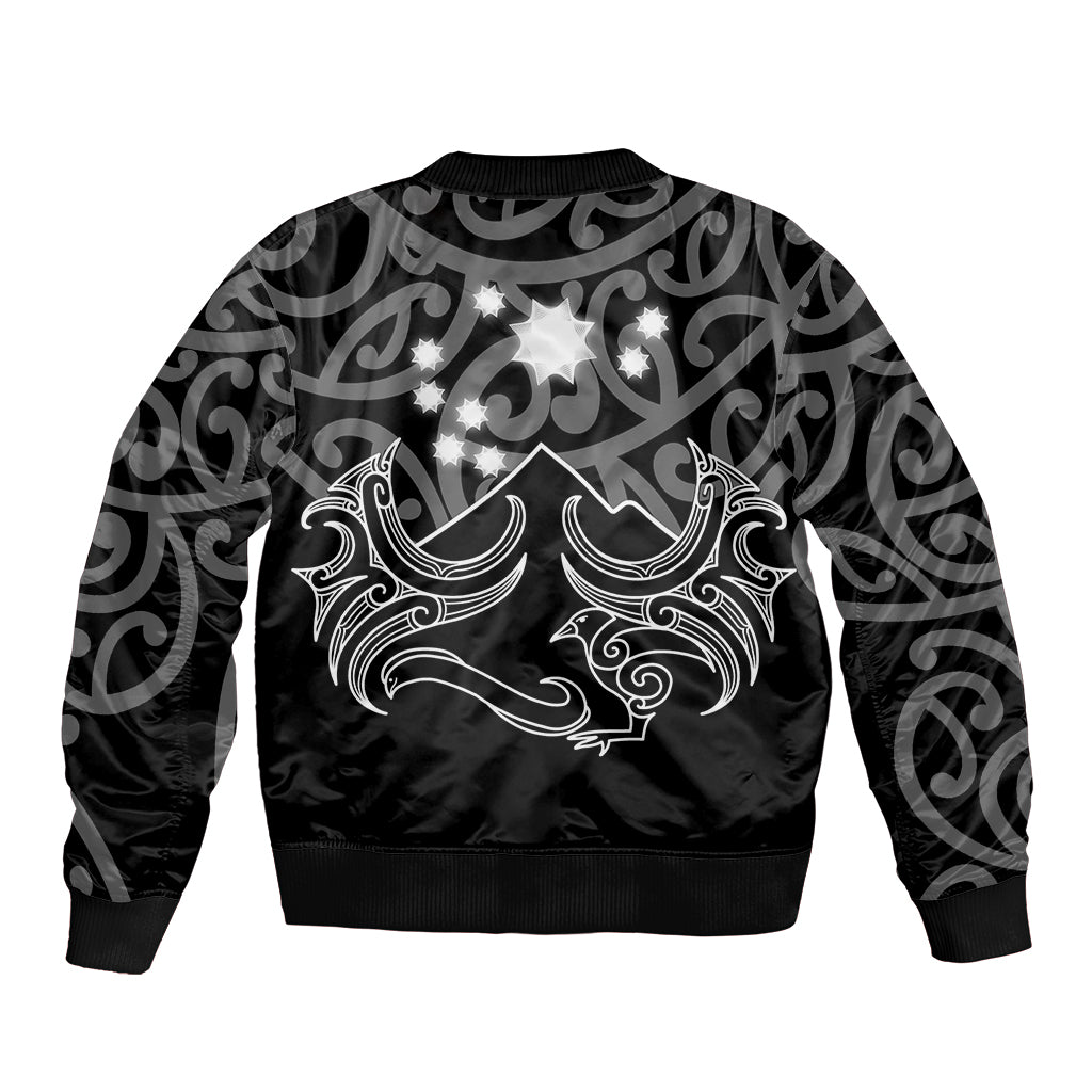 Matariki New Zealand Sleeve Zip Bomber Jacket Maori New Year White LT6 - Polynesian Pride