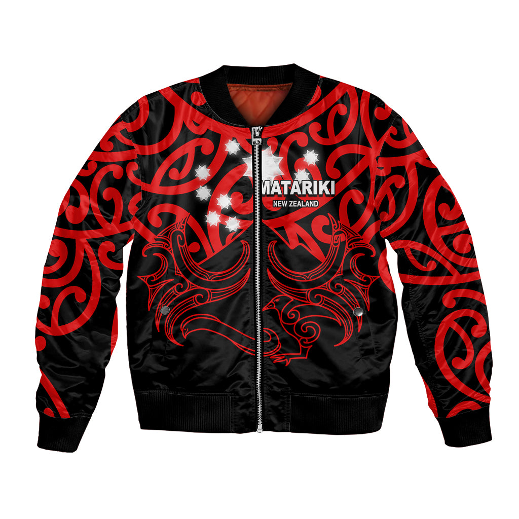 Matariki New Zealand Bomber Jacket Maori New Year Red LT6 Unisex Red - Polynesian Pride