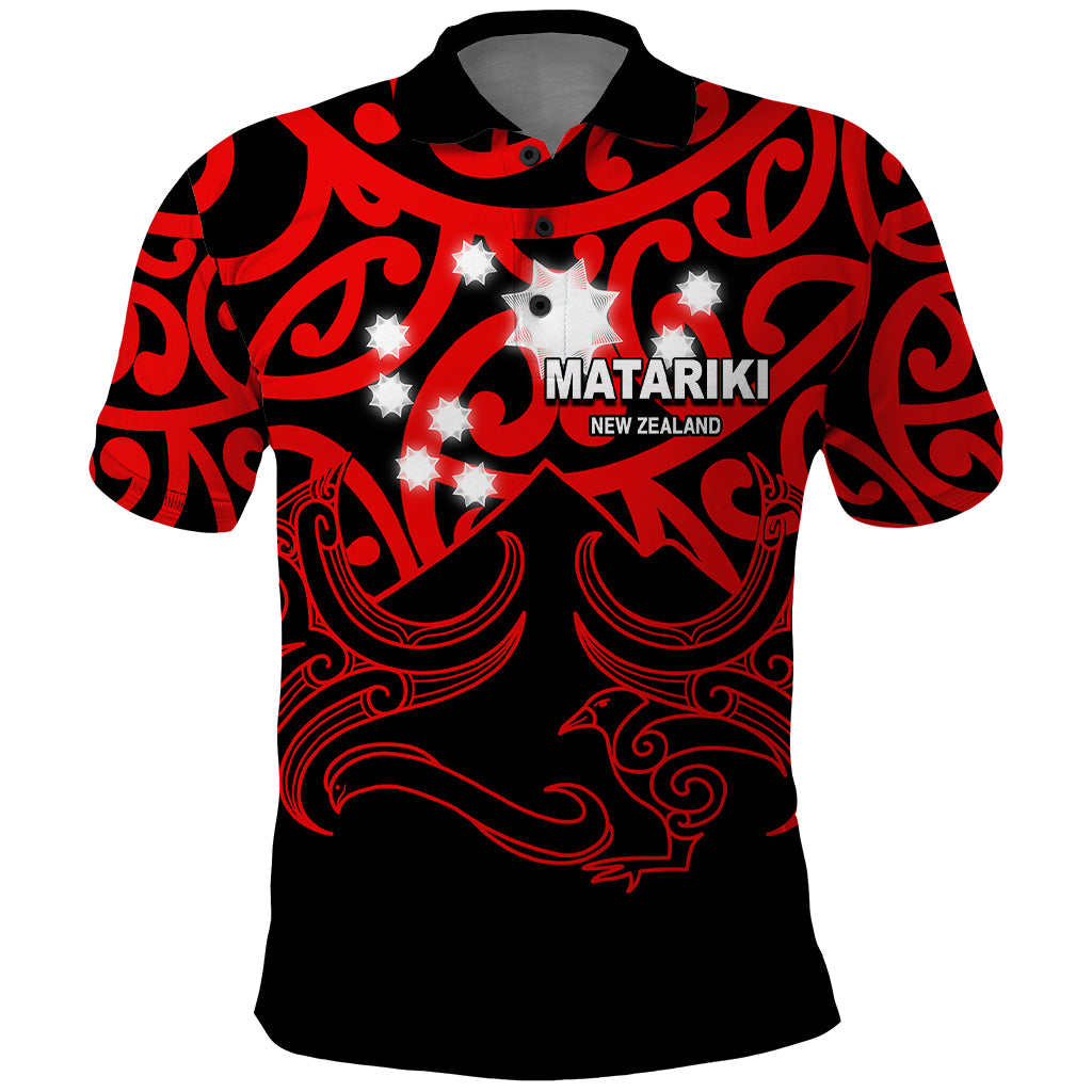 Matariki New Zealand Polo Shirt Maori New Year Red LT6 Red - Polynesian Pride