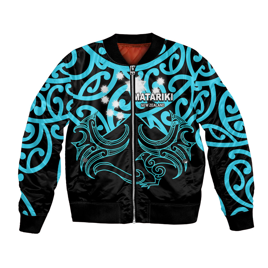 Matariki New Zealand Bomber Jacket Maori New Year Light Blue LT6 Unisex Blue - Polynesian Pride