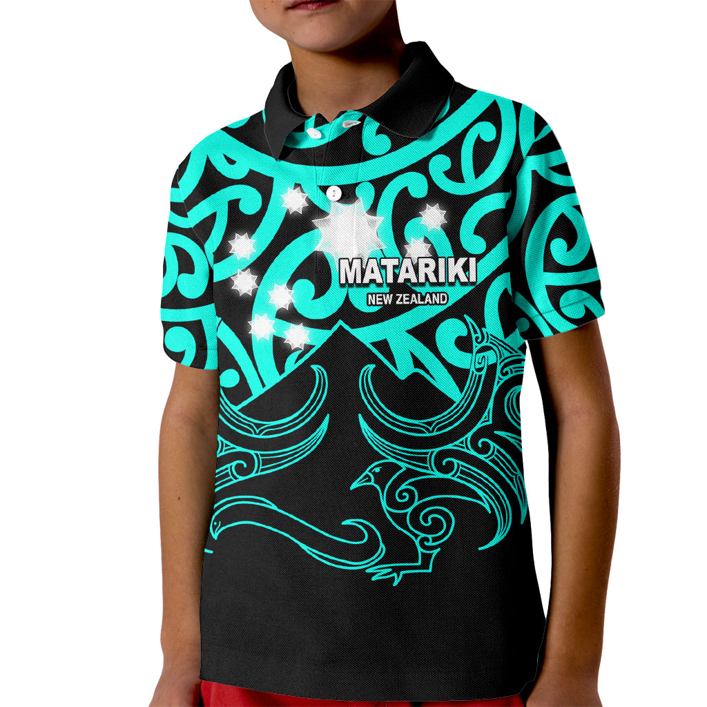 Matariki New Zealand Kid Polo Shirt Maori New Year Turquoise LT6 Kid Green - Polynesian Pride