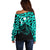 Matariki New Zealand Off Shoulder Sweater Maori New Year Turquoise LT6 - Polynesian Pride