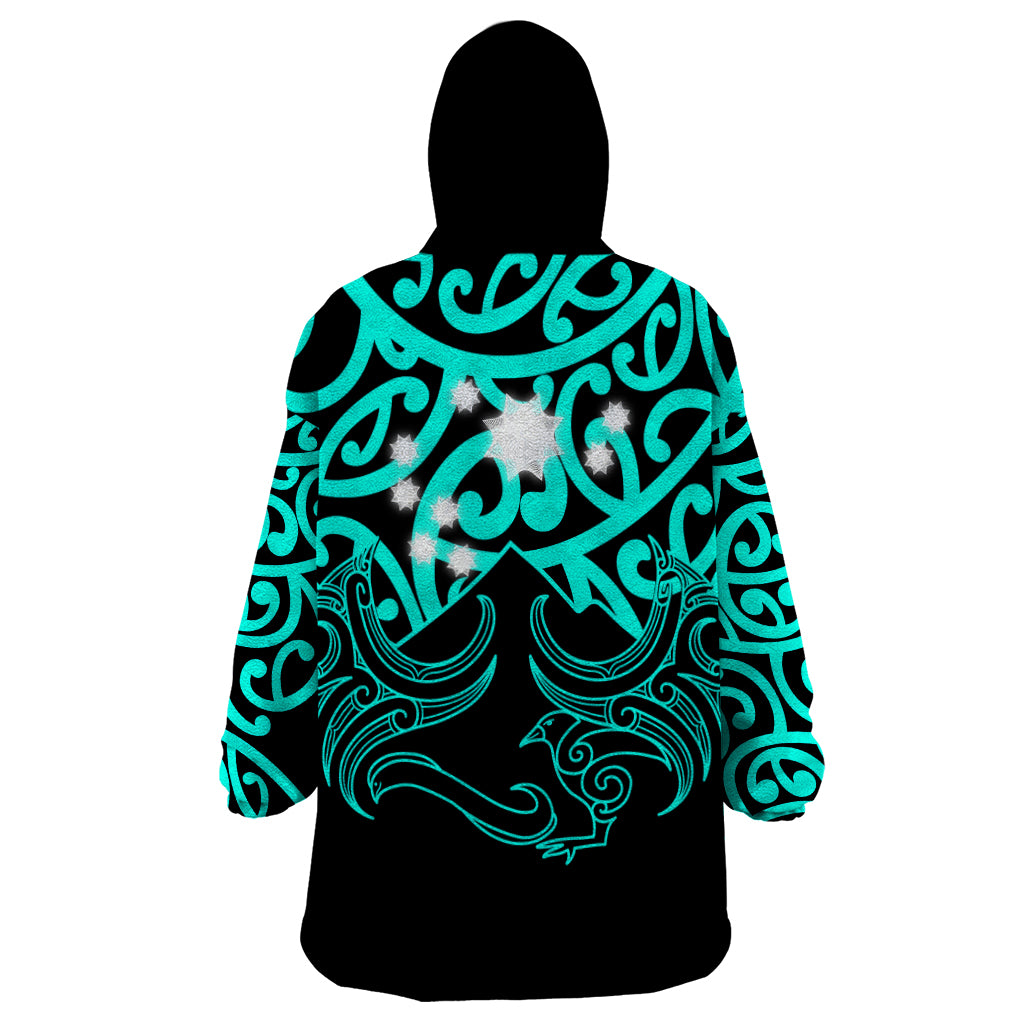 Matariki New Zealand Wearable Blanket Hoodie Maori New Year Turquoise LT6 - Polynesian Pride