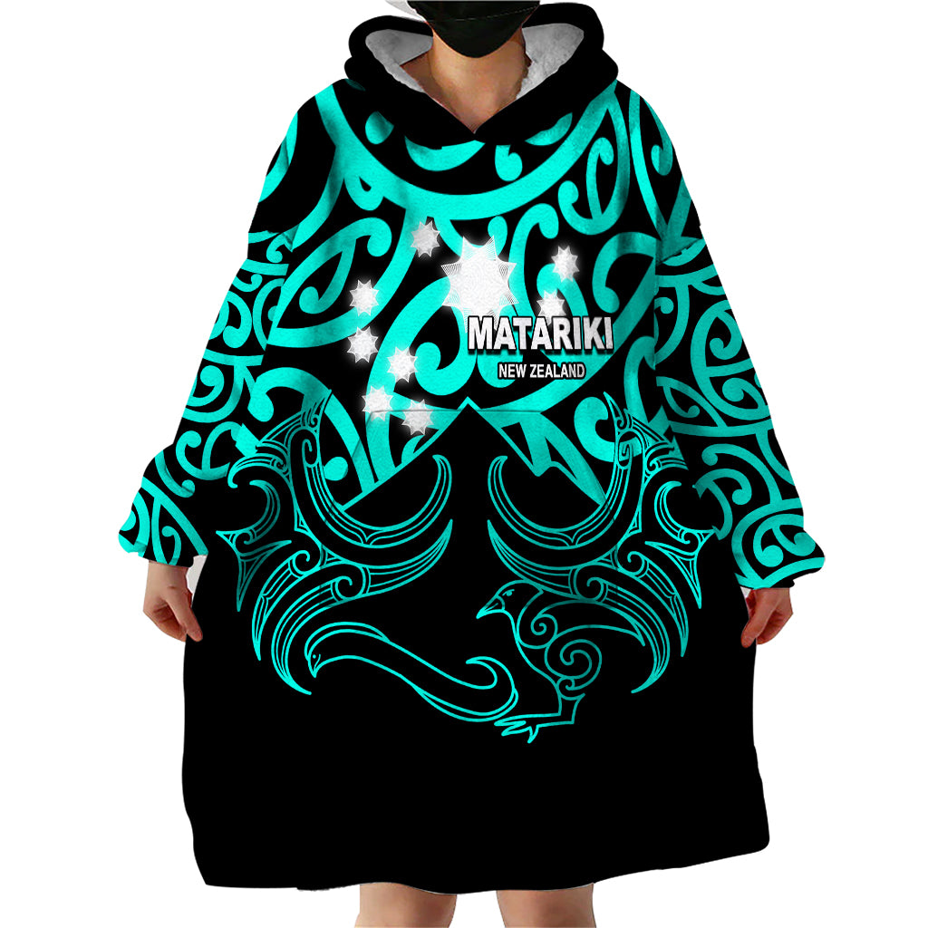 Matariki New Zealand Wearable Blanket Hoodie Maori New Year Turquoise LT6 - Polynesian Pride