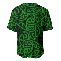 New Zealand Baseball Jersey Maori Pattern Green LT6 - Polynesian Pride