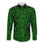 New Zealand Long Sleeve Button Shirt Maori Pattern Green LT6 Unisex Green - Polynesian Pride