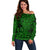 New Zealand Off Shoulder Sweater Maori Pattern Green LT6 Women Green - Polynesian Pride