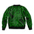 New Zealand Sleeve Zip Bomber Jacket Maori Pattern Green LT6 - Polynesian Pride