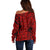 New Zealand Off Shoulder Sweater Maori Pattern Red LT6 - Polynesian Pride