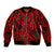 New Zealand Sleeve Zip Bomber Jacket Maori Pattern Red LT6 Unisex Red - Polynesian Pride