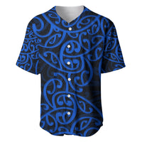 New Zealand Baseball Jersey Maori Pattern Blue LT6 Blue - Polynesian Pride