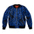 New Zealand Bomber Jacket Maori Pattern Blue LT6 Unisex Blue - Polynesian Pride