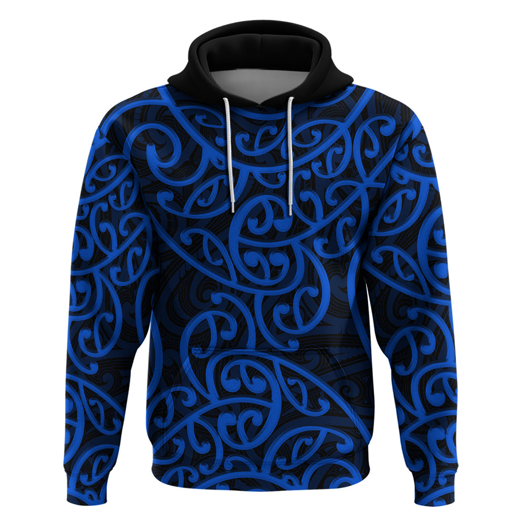 New Zealand Hoodie Maori Pattern Blue LT6 Blue - Polynesian Pride