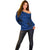 New Zealand Off Shoulder Sweater Maori Pattern Blue LT6 - Polynesian Pride
