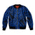 New Zealand Sleeve Zip Bomber Jacket Maori Pattern Blue LT6 Unisex Blue - Polynesian Pride