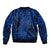 New Zealand Sleeve Zip Bomber Jacket Maori Pattern Blue LT6 - Polynesian Pride