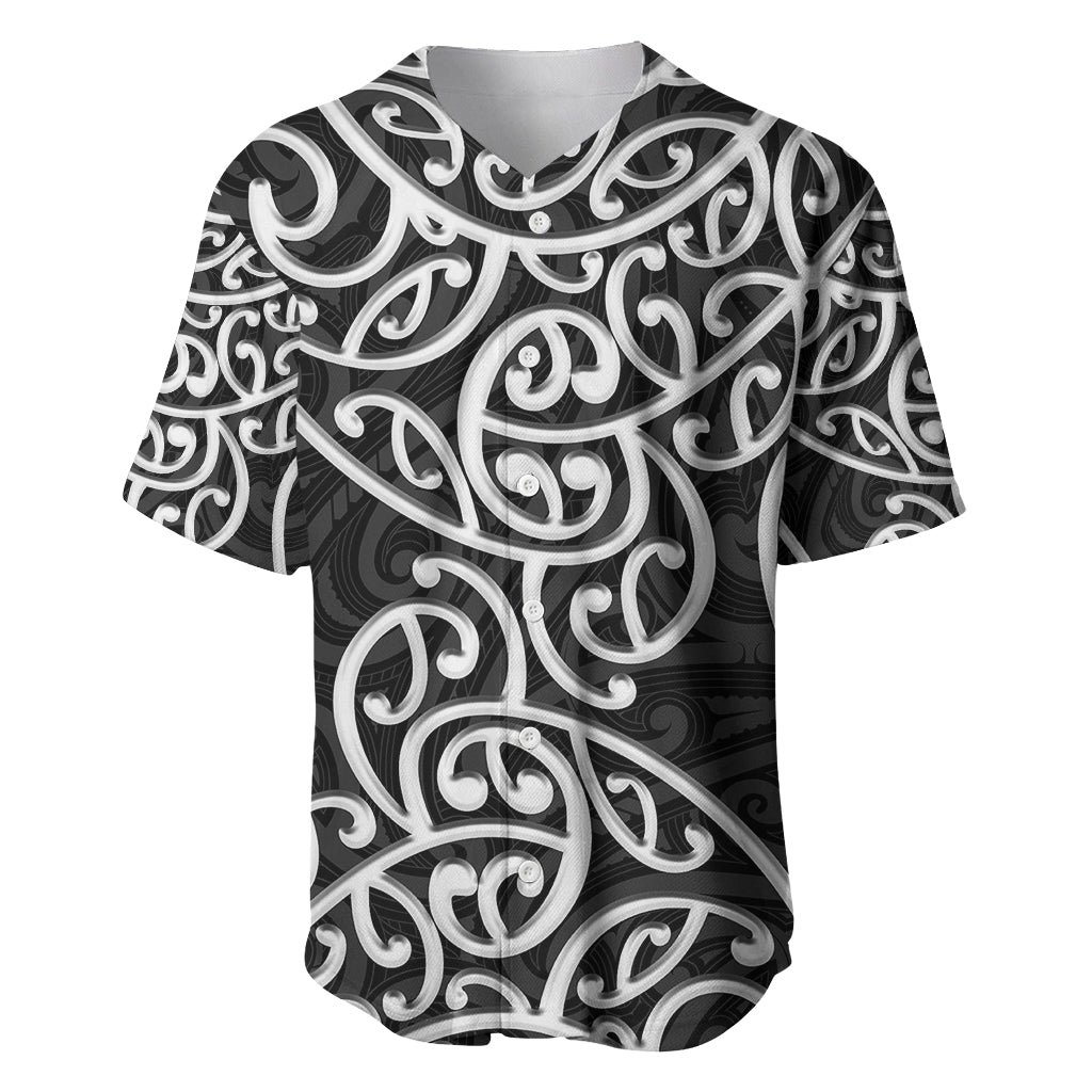 New Zealand Baseball Jersey Maori Pattern White LT6 White - Polynesian Pride