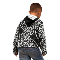 New Zealand Kid Hoodie Maori Pattern White LT6 - Polynesian Pride