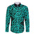 New Zealand Long Sleeve Button Shirt Maori Pattern Turquoise LT6 Unisex Green - Polynesian Pride