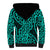 New Zealand Sherpa Hoodie Maori Pattern Turquoise LT6 - Polynesian Pride
