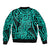 New Zealand Sleeve Zip Bomber Jacket Maori Pattern Turquoise LT6 - Polynesian Pride