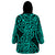 New Zealand Wearable Blanket Hoodie Maori Pattern Turquoise LT6 - Polynesian Pride