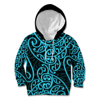 New Zealand Kid Hoodie Maori Pattern Light Blue LT6 Hoodie Blue - Polynesian Pride