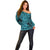 New Zealand Off Shoulder Sweater Maori Pattern Light Blue LT6 - Polynesian Pride