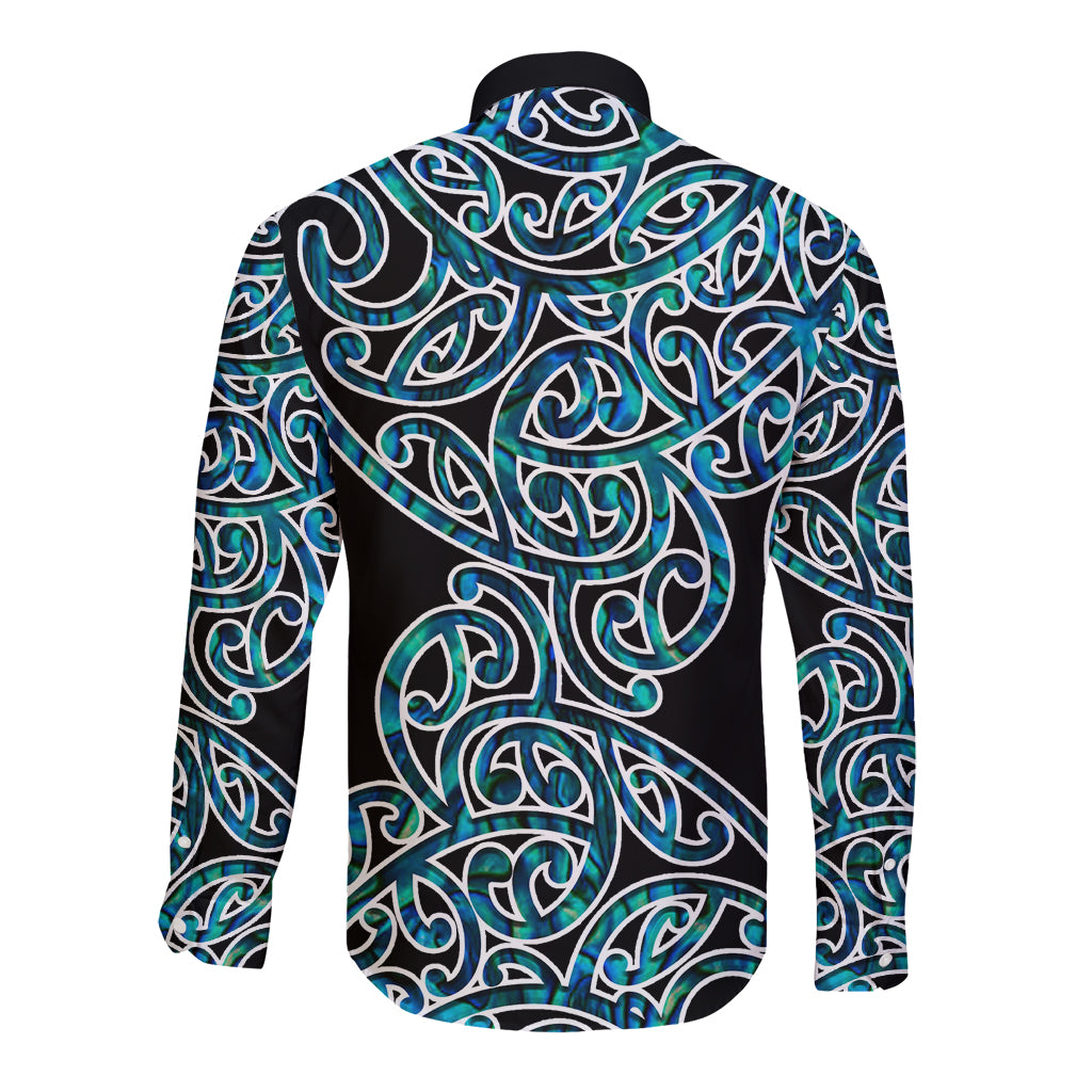 New Zealand Long Sleeve Button Shirt Maori Pattern Papua Shell LT6 - Polynesian Pride