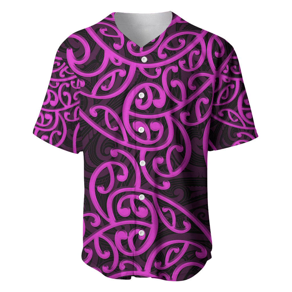 New Zealand Baseball Jersey Maori Pattern Purple LT6 Purple - Polynesian Pride